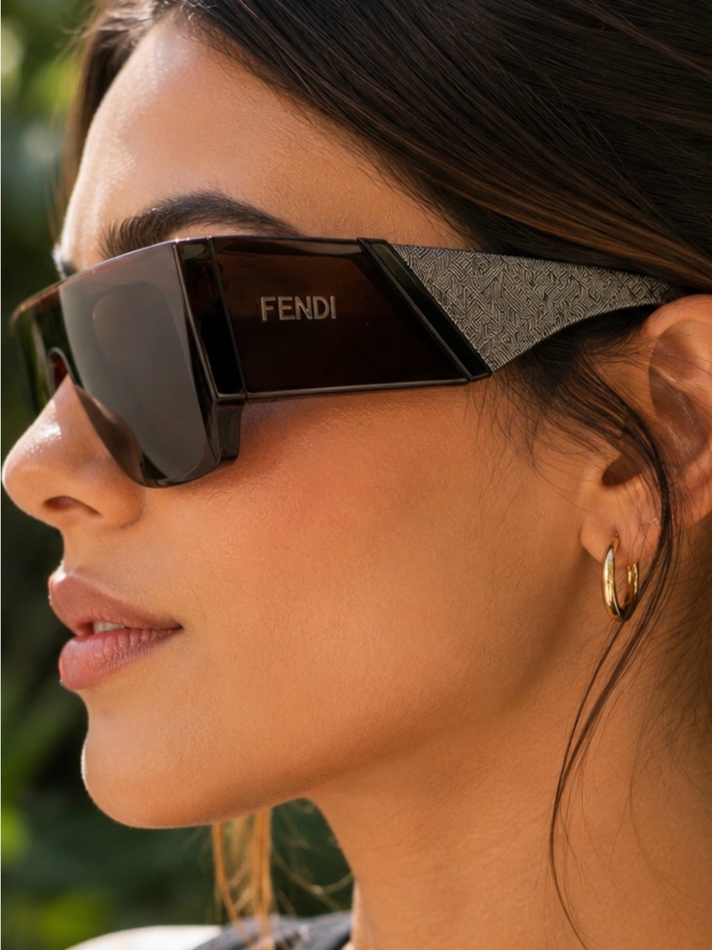 New Fendi Diagonal FE40156I 52N Sunglasses Havana Green Lens 54-17-150 Full Set